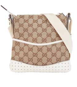 GG Crossbody Bag, Canvas/Leather, Brown/White, 147671 214397, DB, 2*